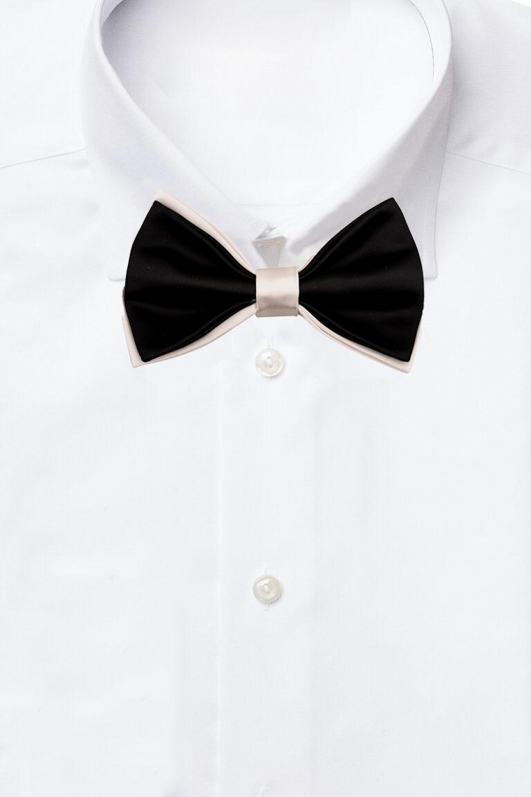 Black And White Double Layered Bowtie