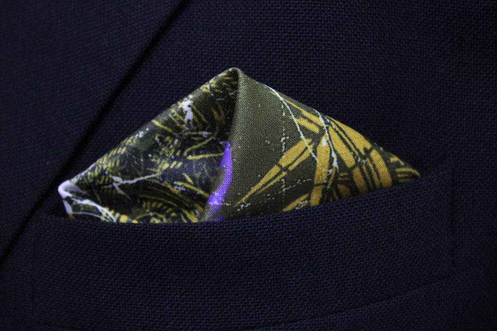 Tropical Vibe Artistic Floral Tie With Pocket Square