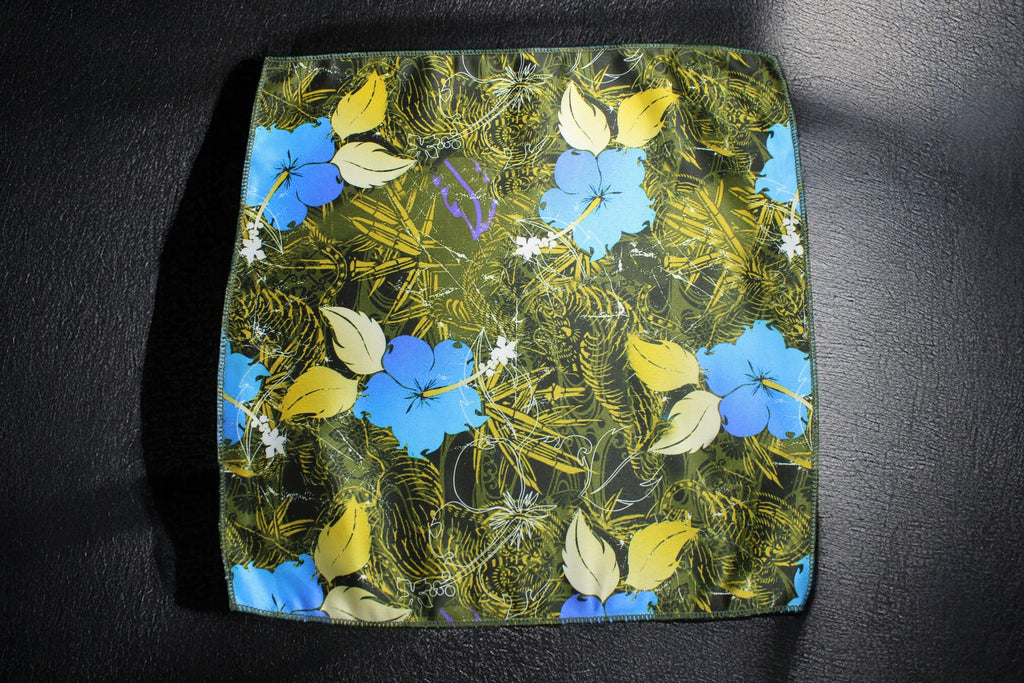 Tropical Vibe Artistic Floral Tie With Pocket Square
