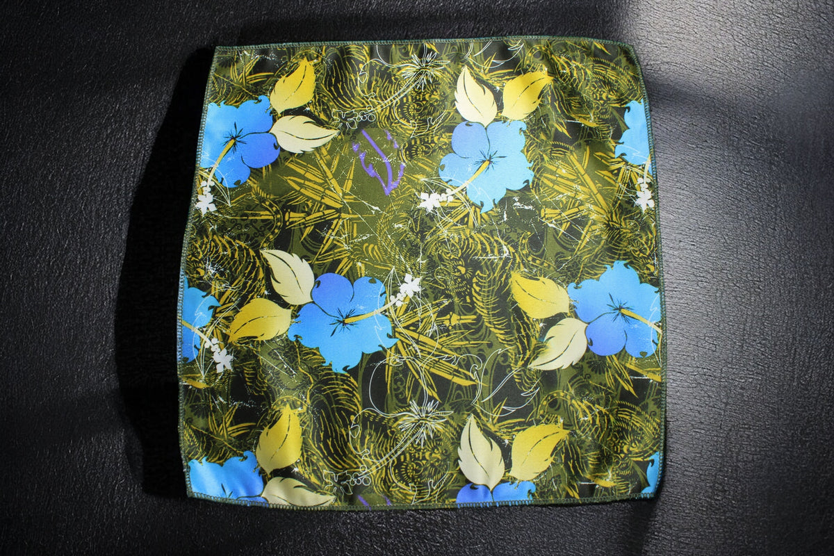 Tropical Vibe Artistic Floral Tie With Pocket Square