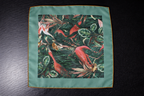 Viridian Green Bird Print Pocket Square