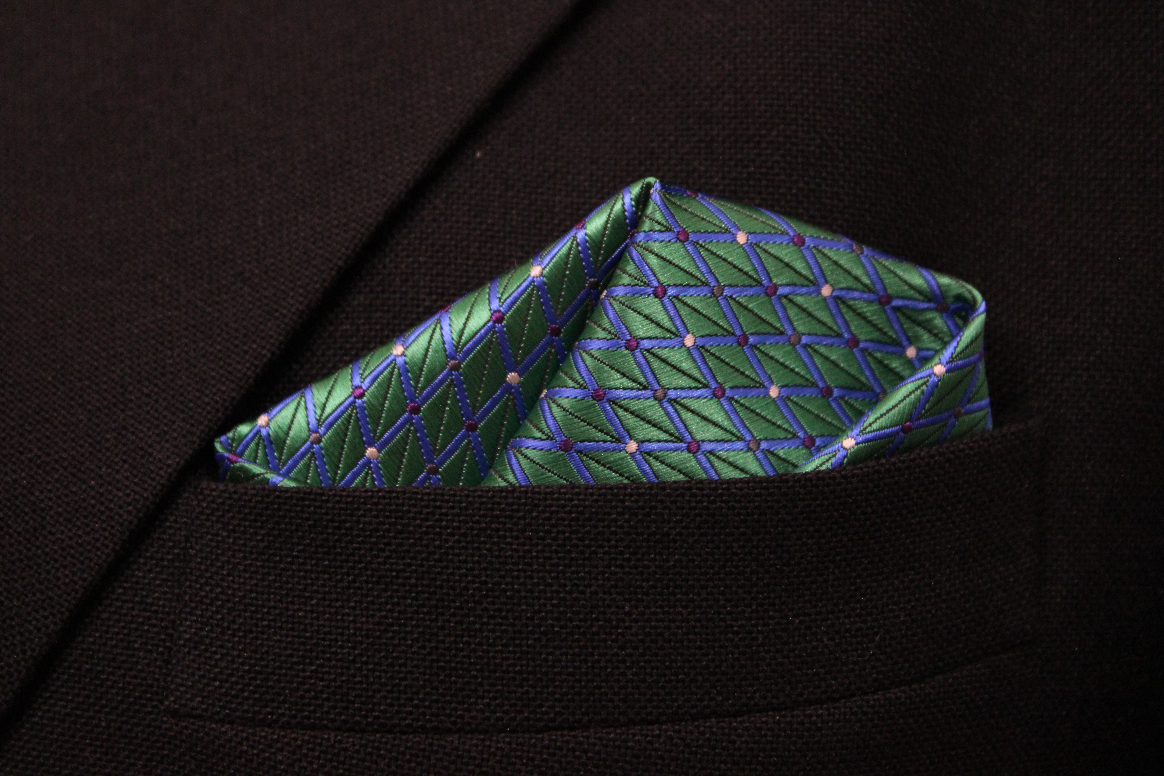 Turquoise Geometric Tie & Pocket Square