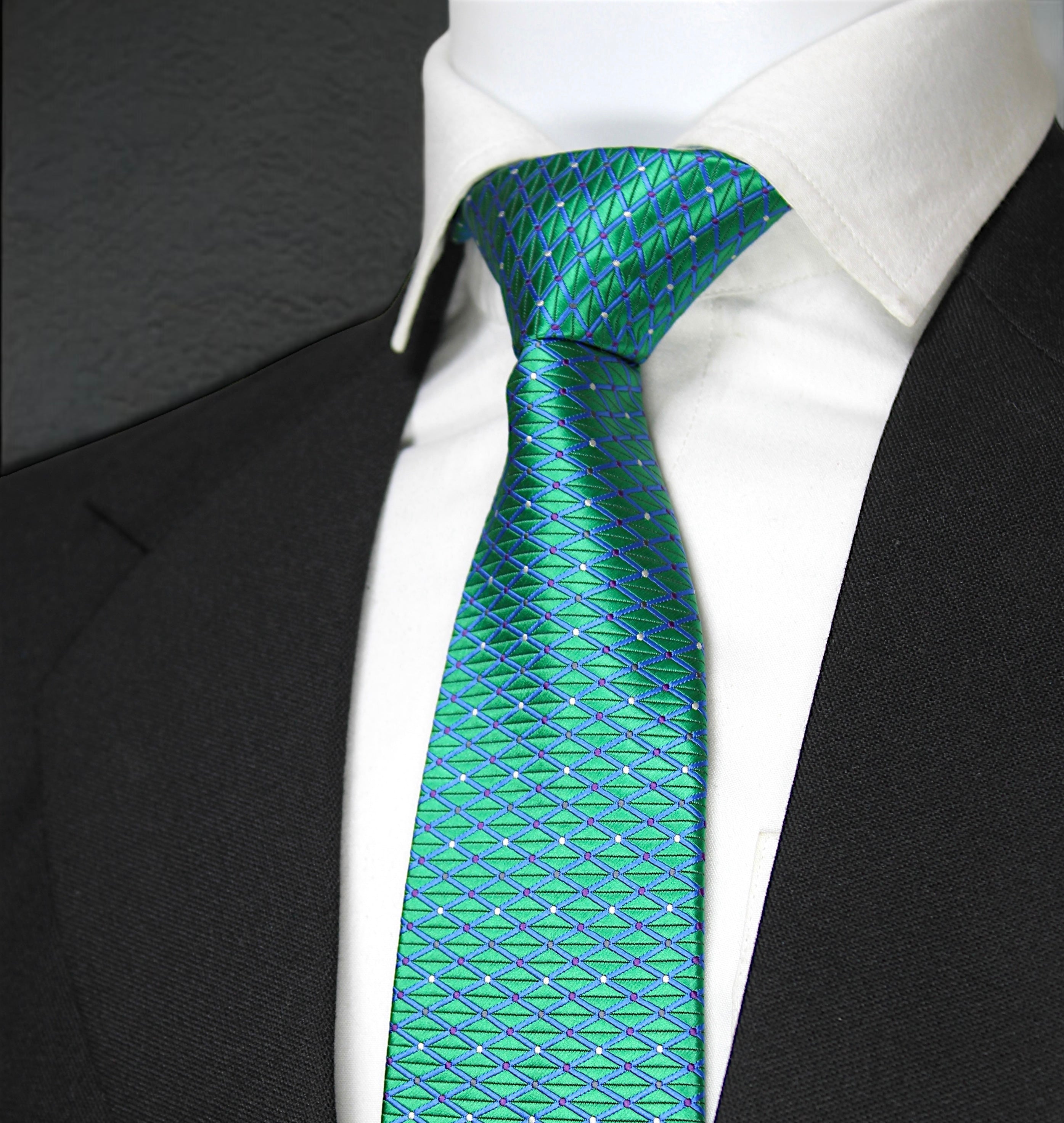 Turquoise Geometric Tie & Pocket Square