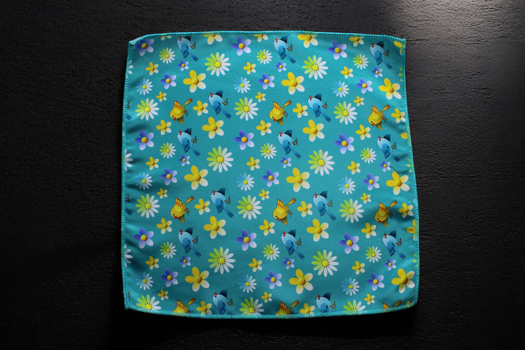 Vibrant Aqua Floral & Bird Pattern Tie