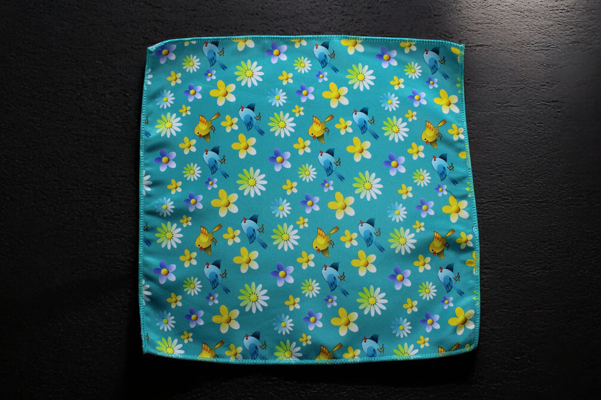 Vibrant Aqua Floral & Bird Pattern Tie