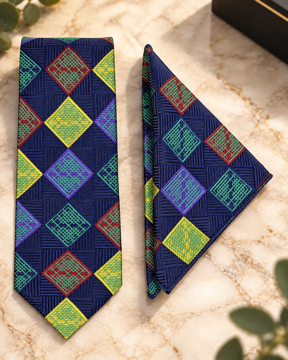Multicolor Geometric Necktie Set