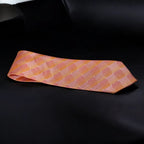 Pink checkered tie on a black background