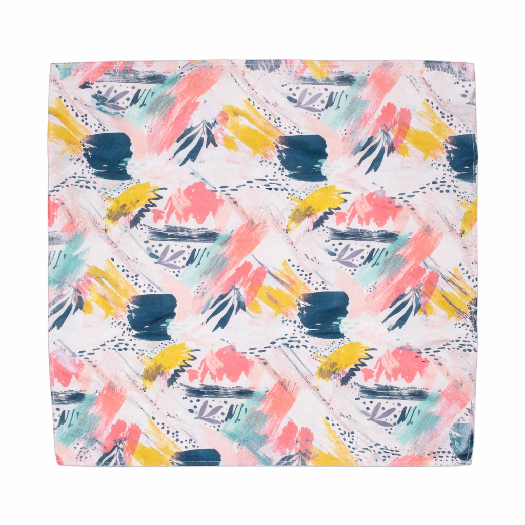 Pink Strikes Abstract Printed Scarf With Pocket Square