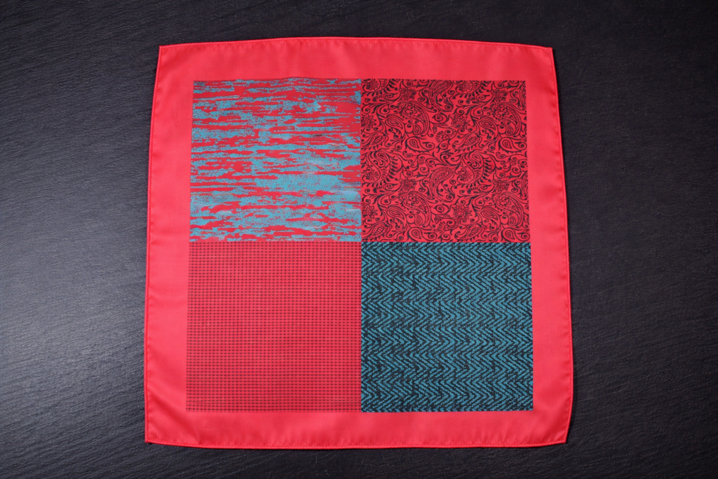 Multi Pattern Print Peach Pocket Square