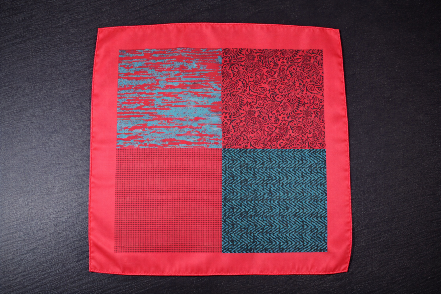 Multi Pattern Print Peach Pocket Square