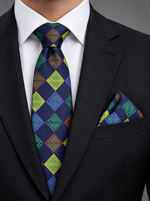 Multicolor Geometric Necktie Set