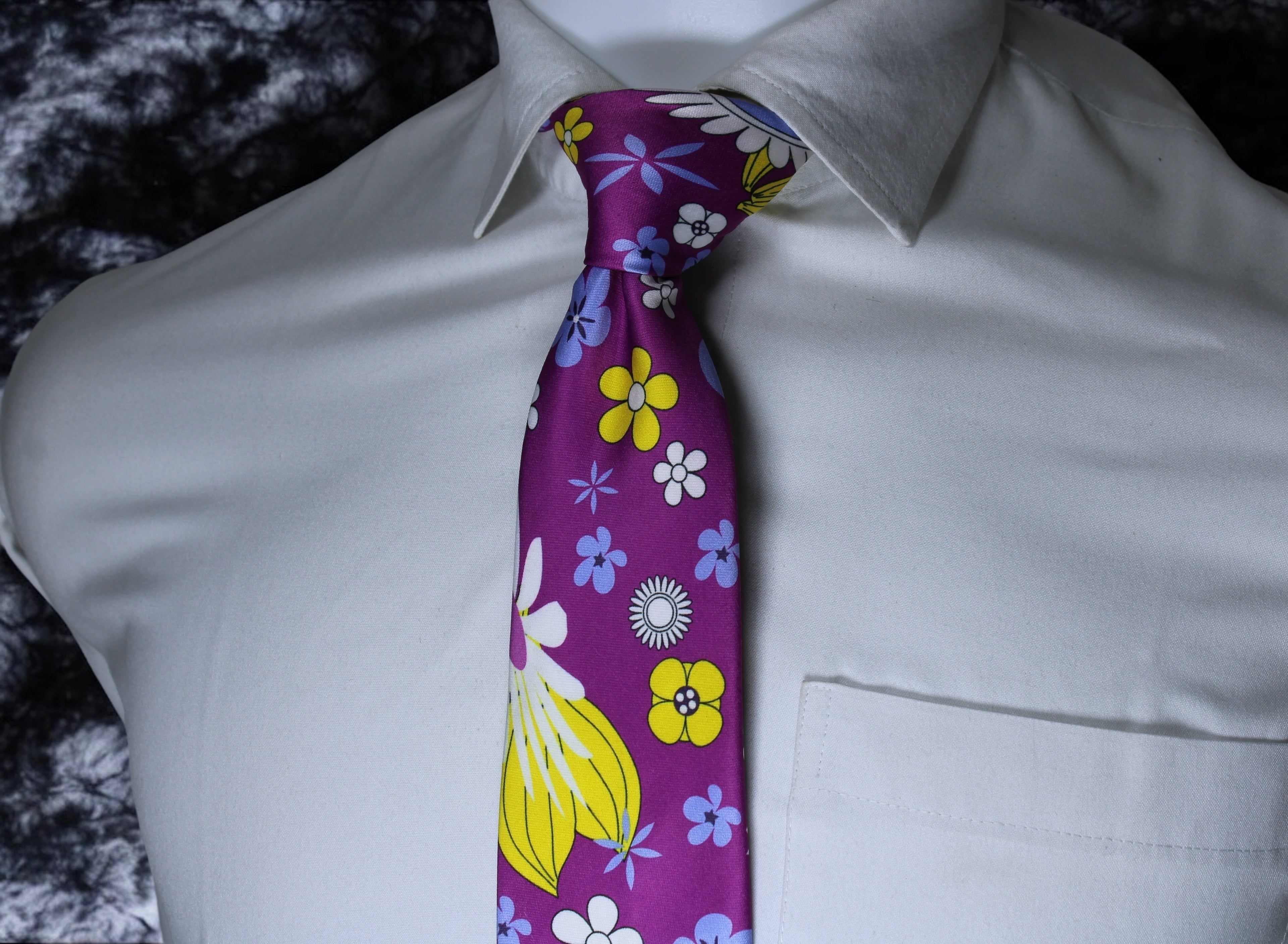 Whimsical Floral Tie With Pocket Square