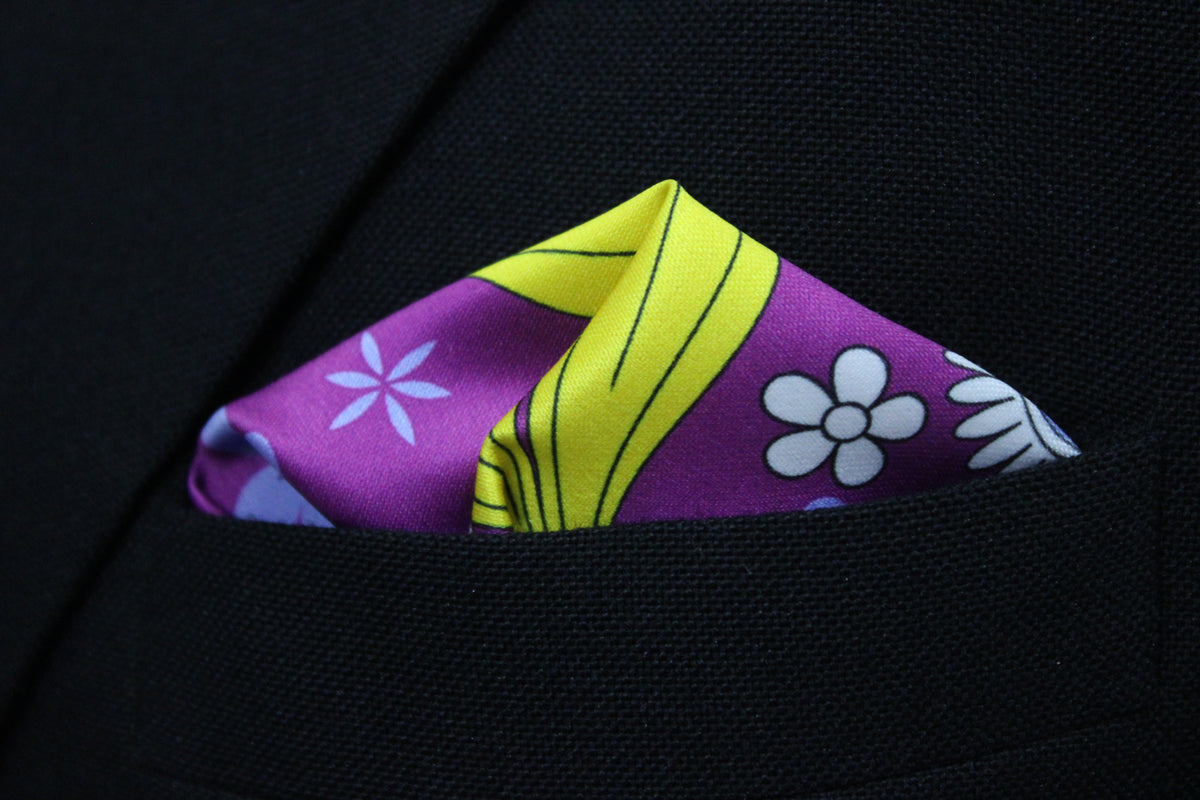 Whimsical Floral Tie With Pocket Square