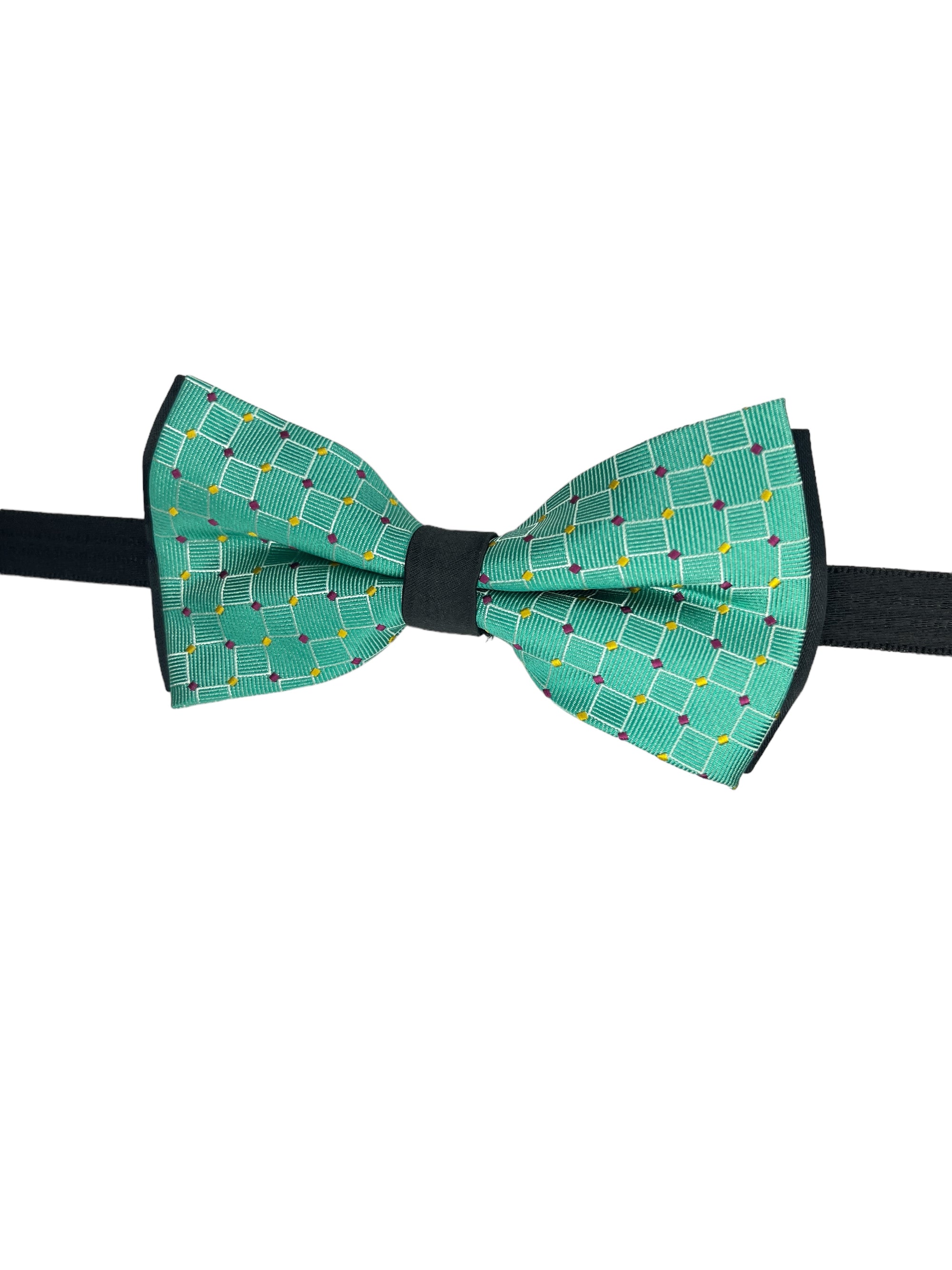 Sea Green Dotted Double Layered Bowtie
