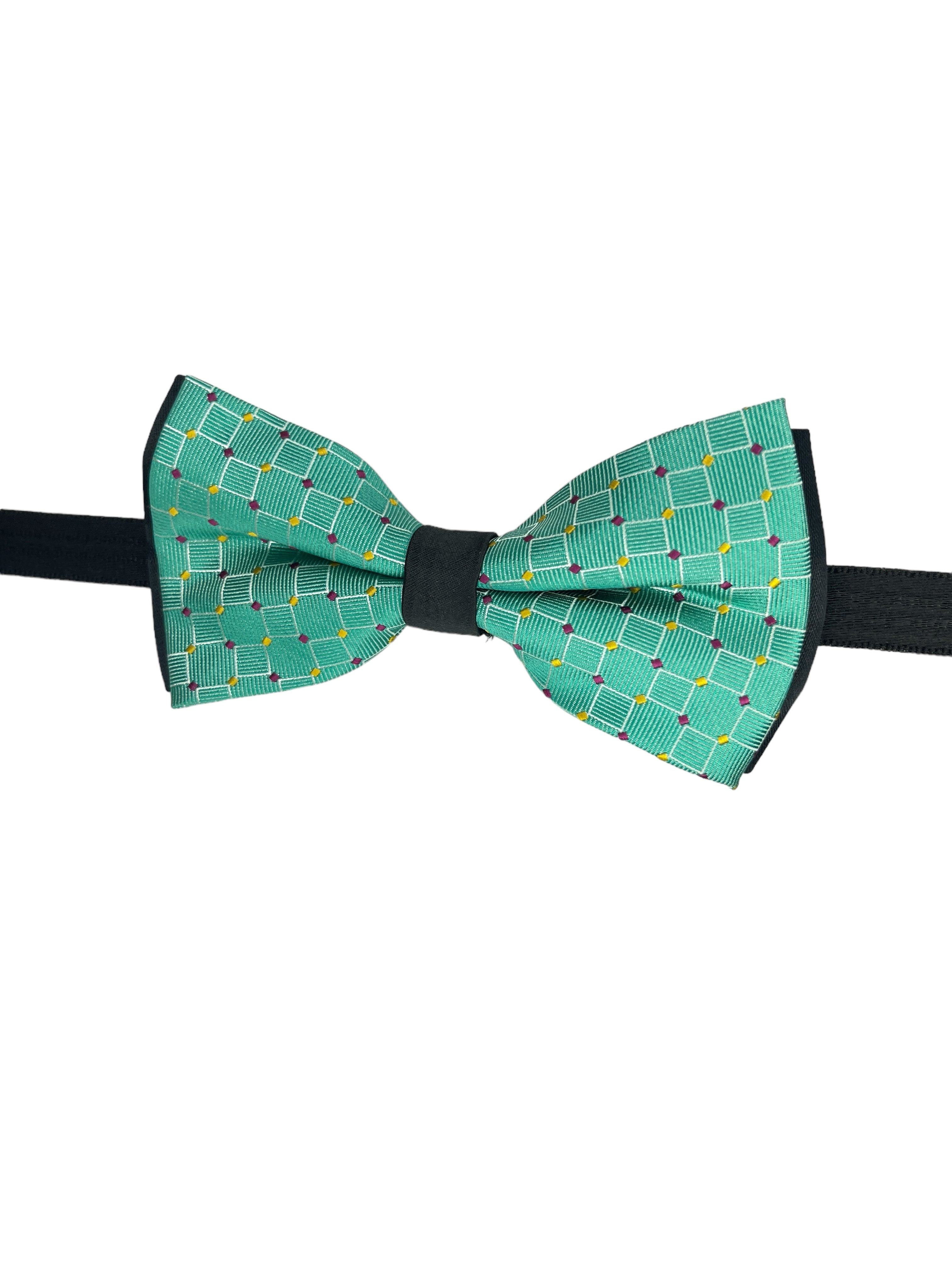 Sea Green Dotted Double Layered Bowtie