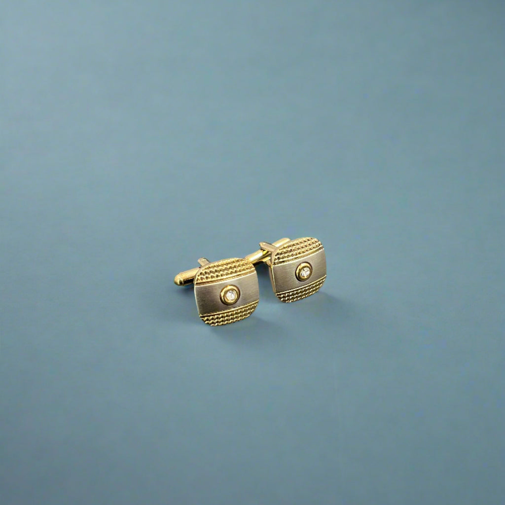 Stone Silver And Gold Cufflinks