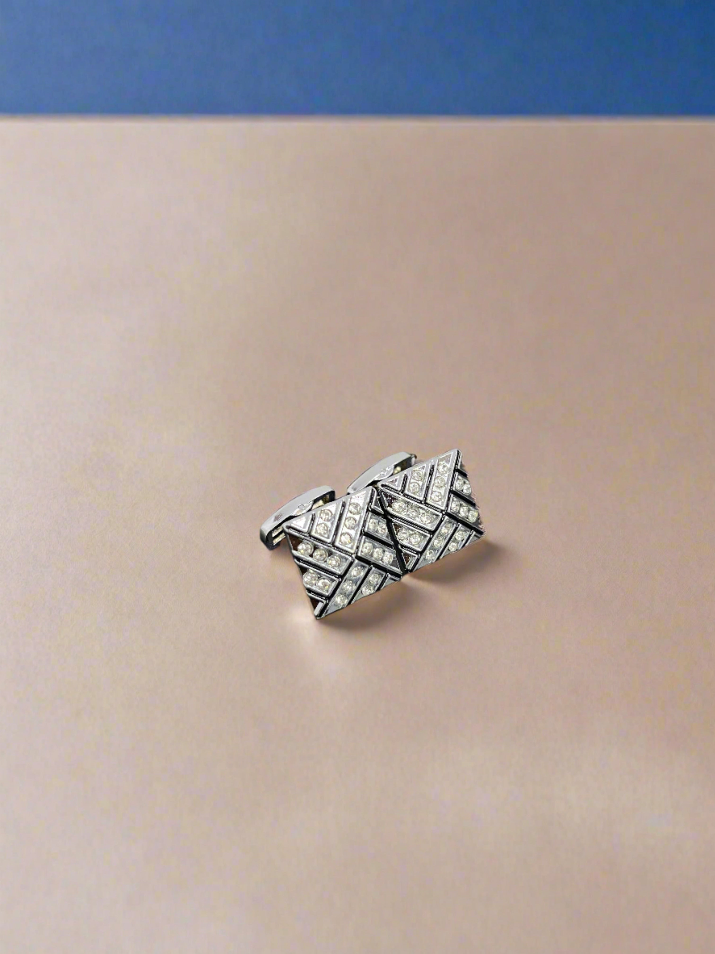 Stone Studded Black Enamel Cufflinks