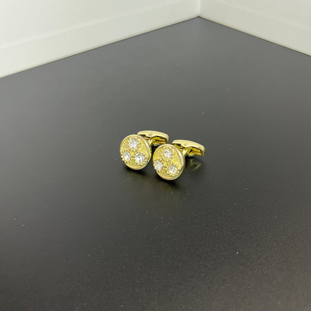 Trinity Zircon Studded Round Cufflinks