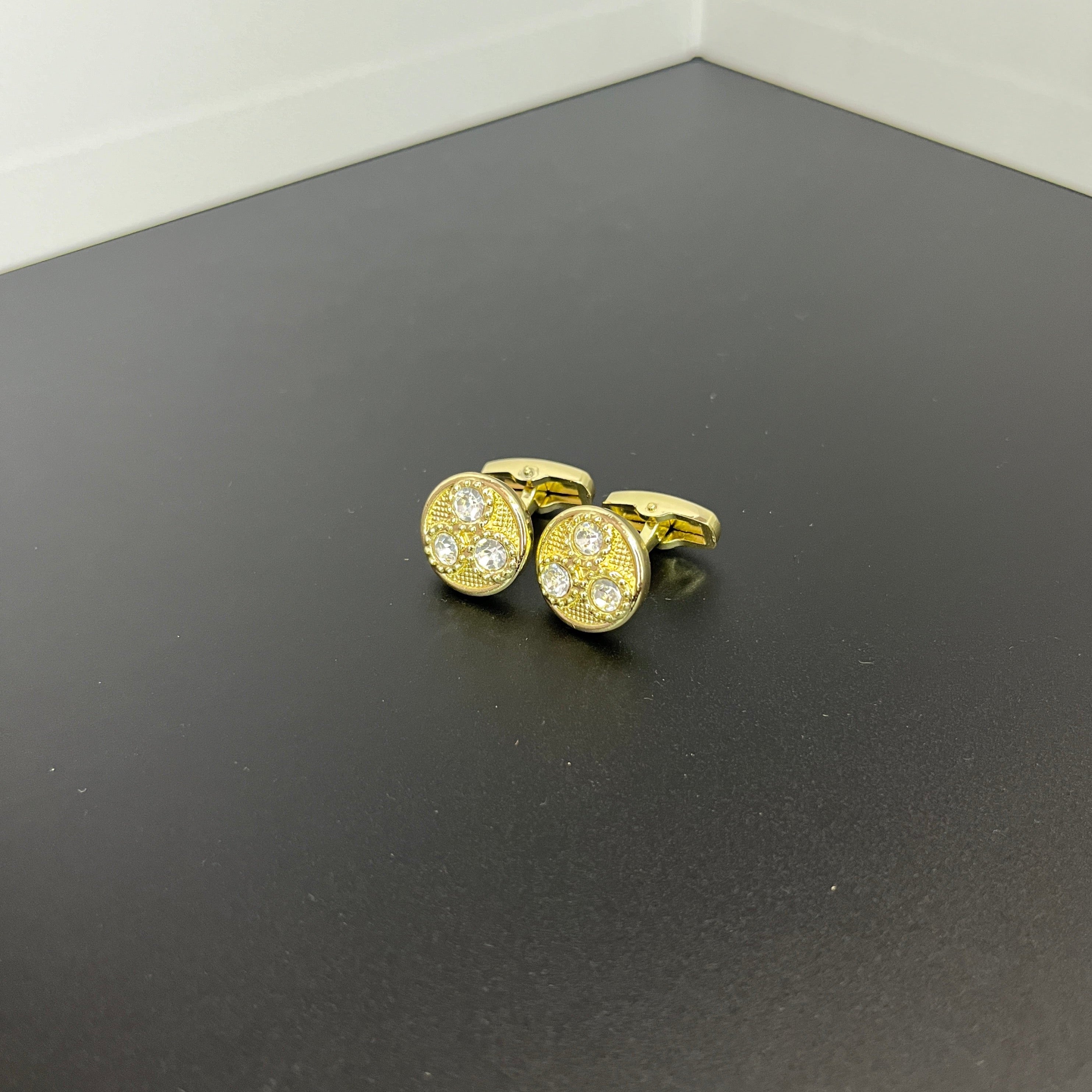 Trinity Zircon Studded Round Cufflinks