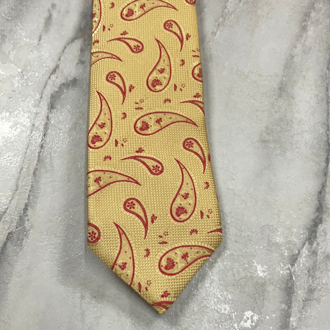 Yellow With Red Paisley Tie