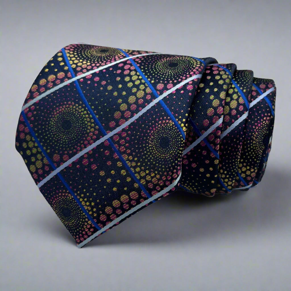 Blue Dotted Check Tie