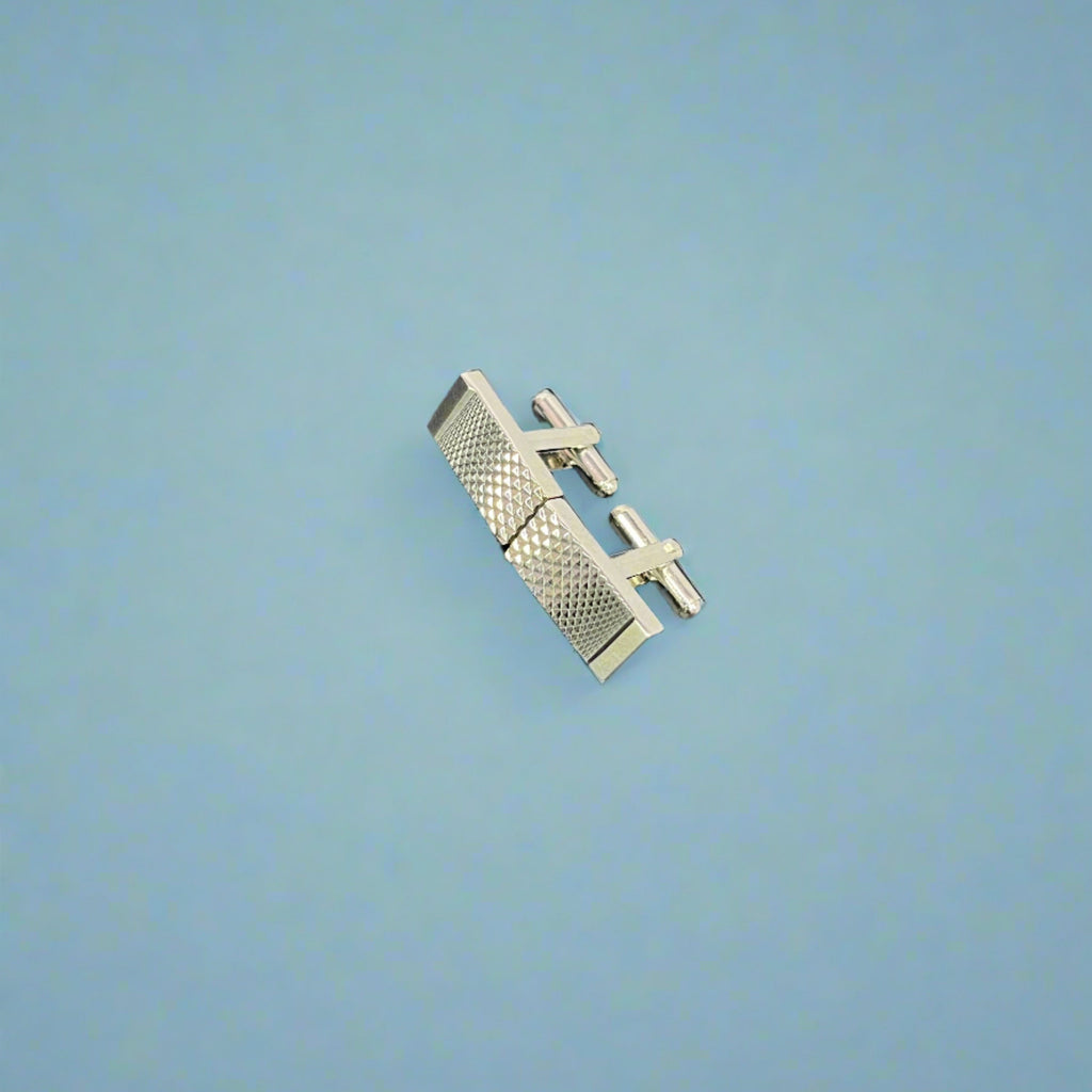 Silver Embossed Dot Rectangular Cufflinks
