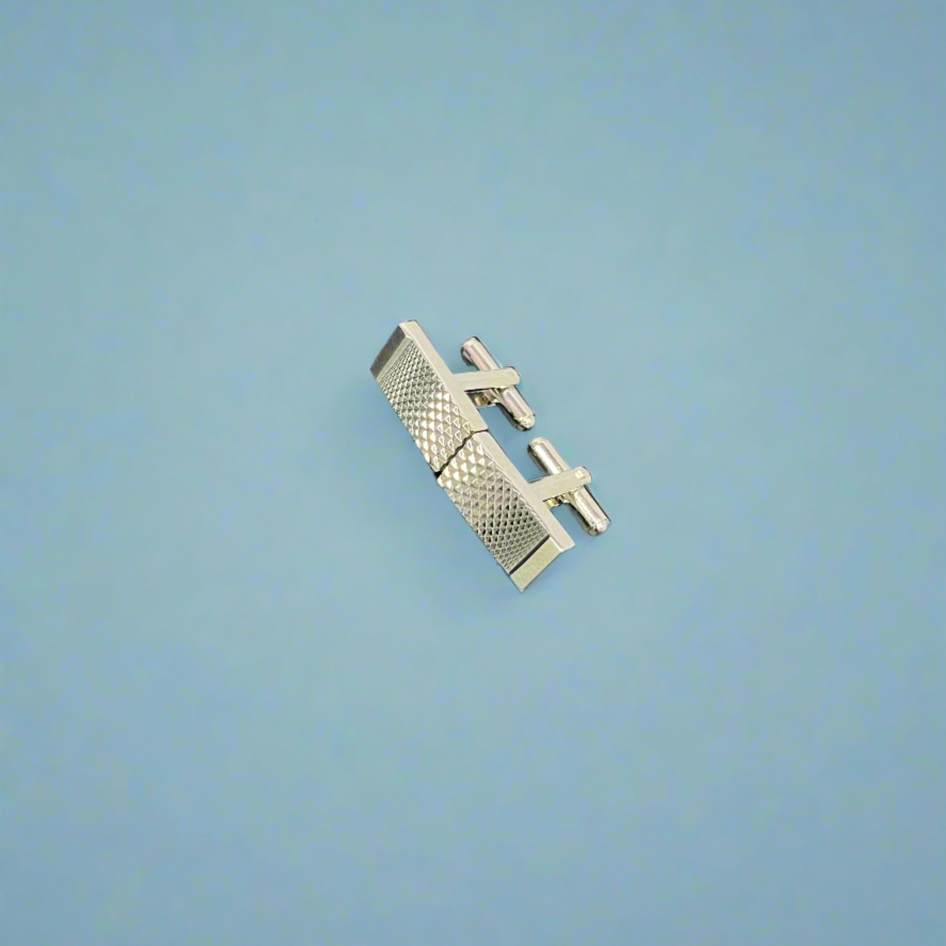 Silver Embossed Dot Rectangular Cufflinks