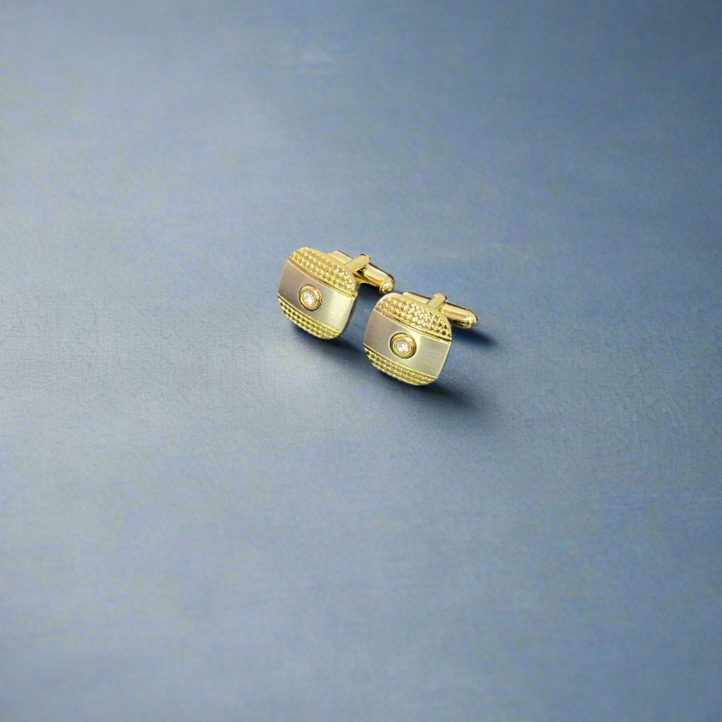 Stone Silver And Gold Cufflinks