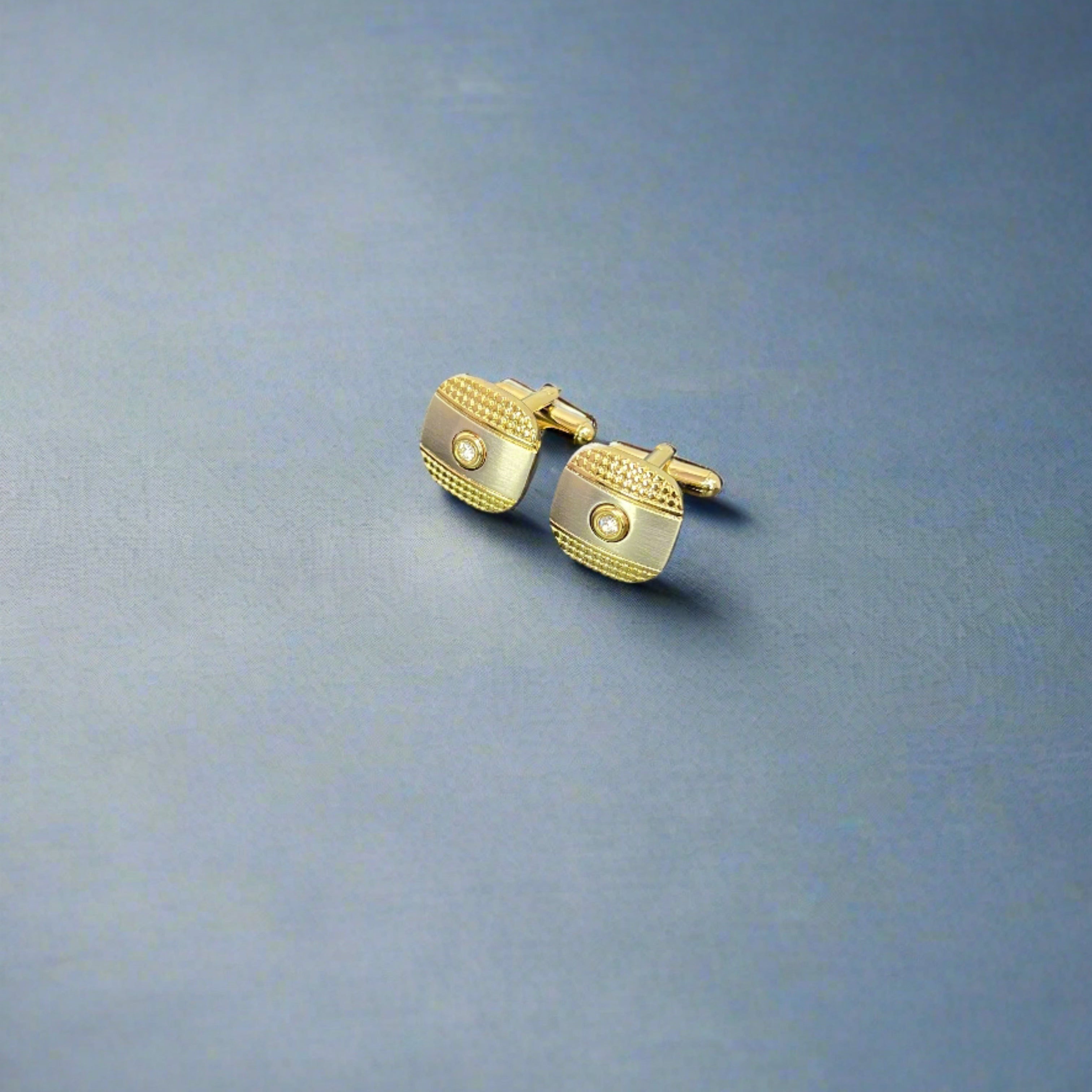 Stone Silver And Gold Cufflinks
