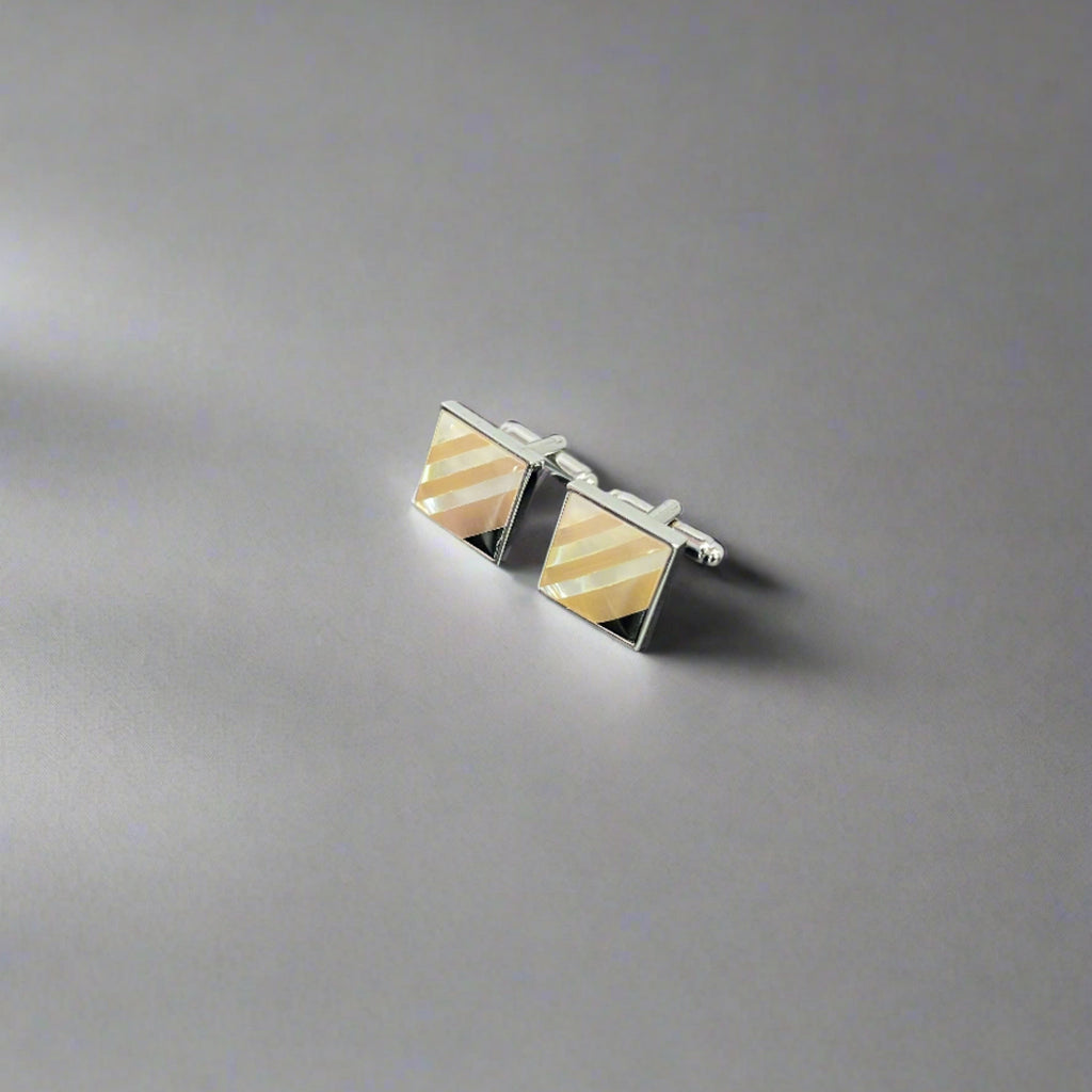 Peach Stripes Mother Of Pearl Cufflinks