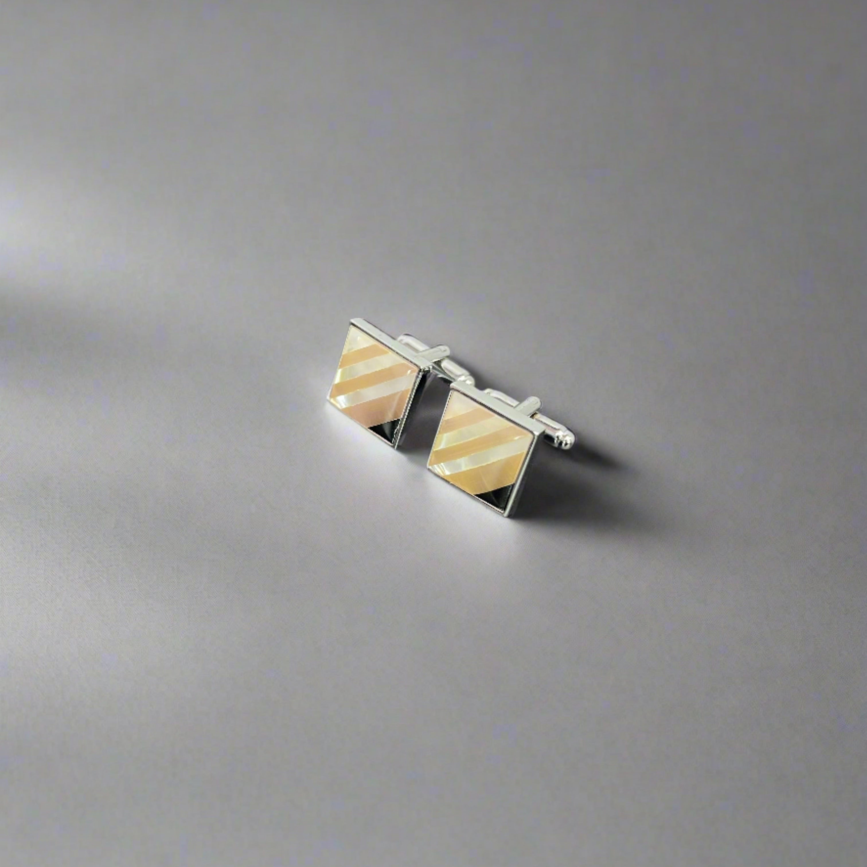 Peach Stripes Mother Of Pearl Cufflinks