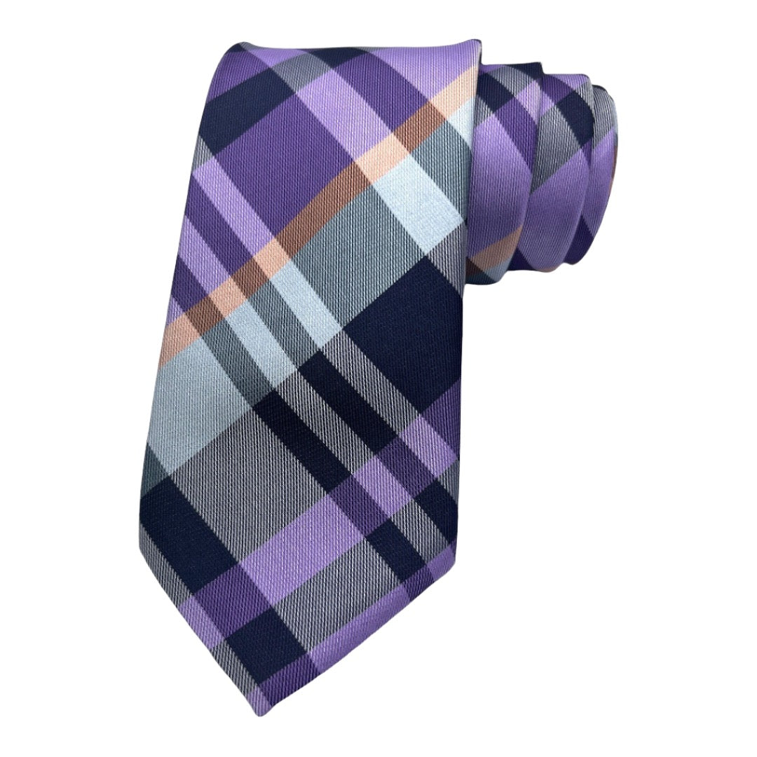 Lavender Plaid Tie Set