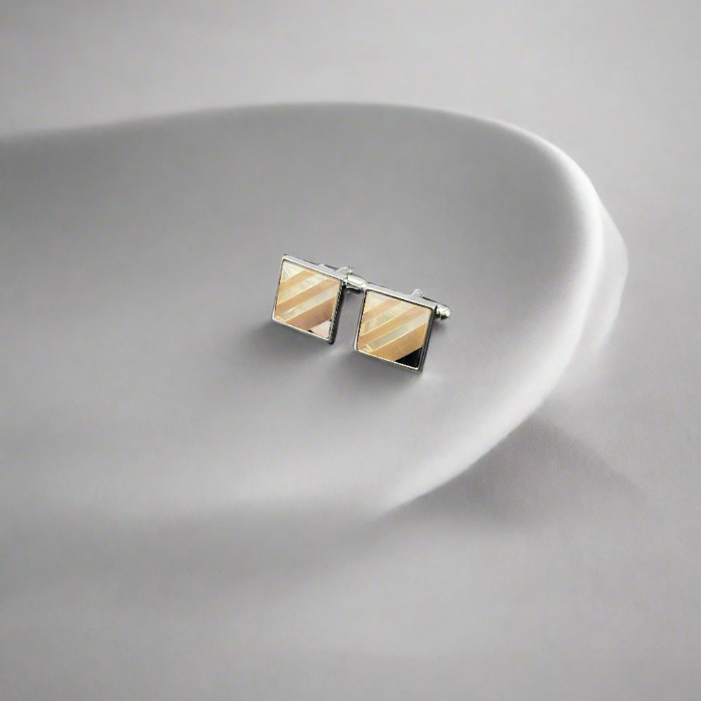Peach Stripes Mother Of Pearl Cufflinks
