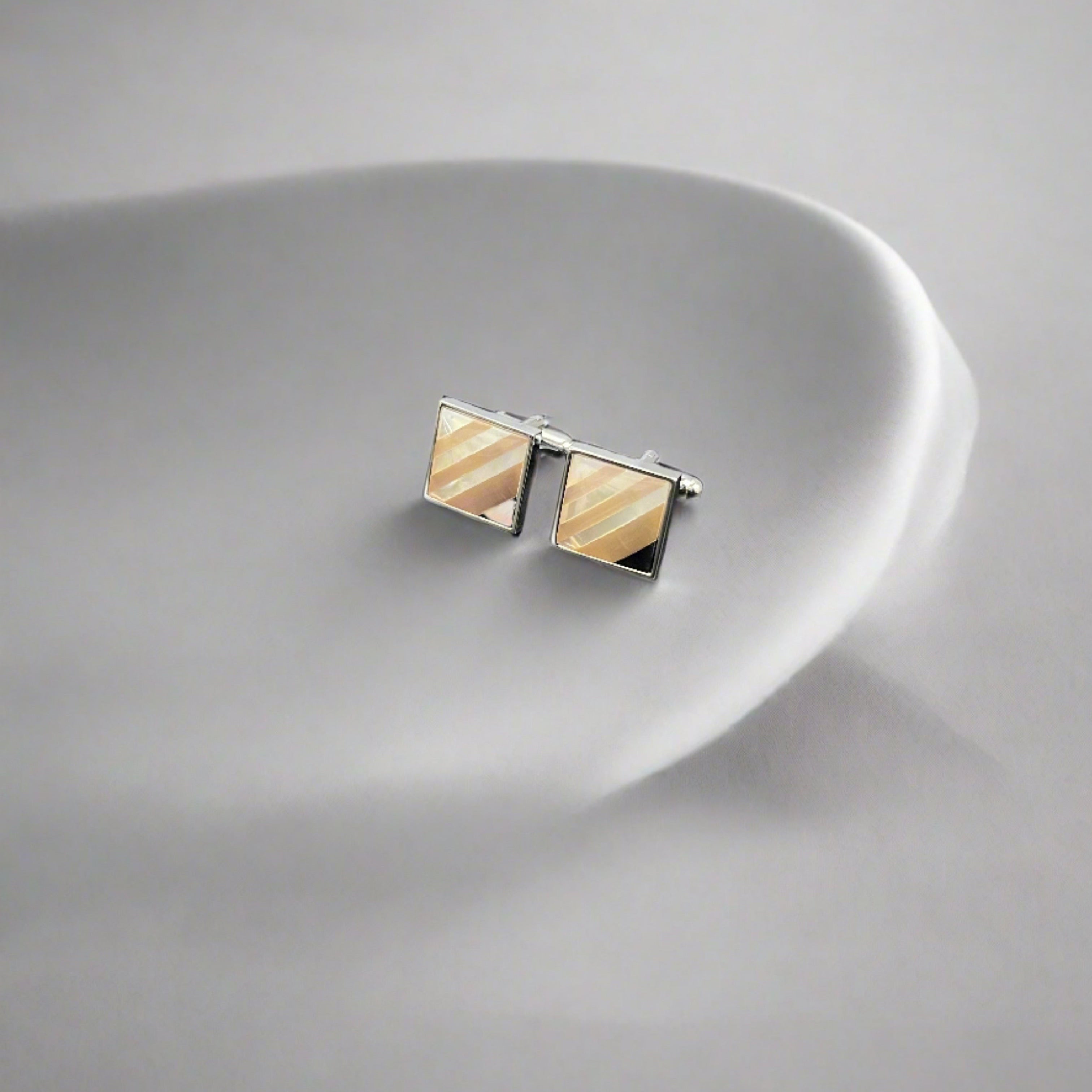 Peach Stripes Mother Of Pearl Cufflinks