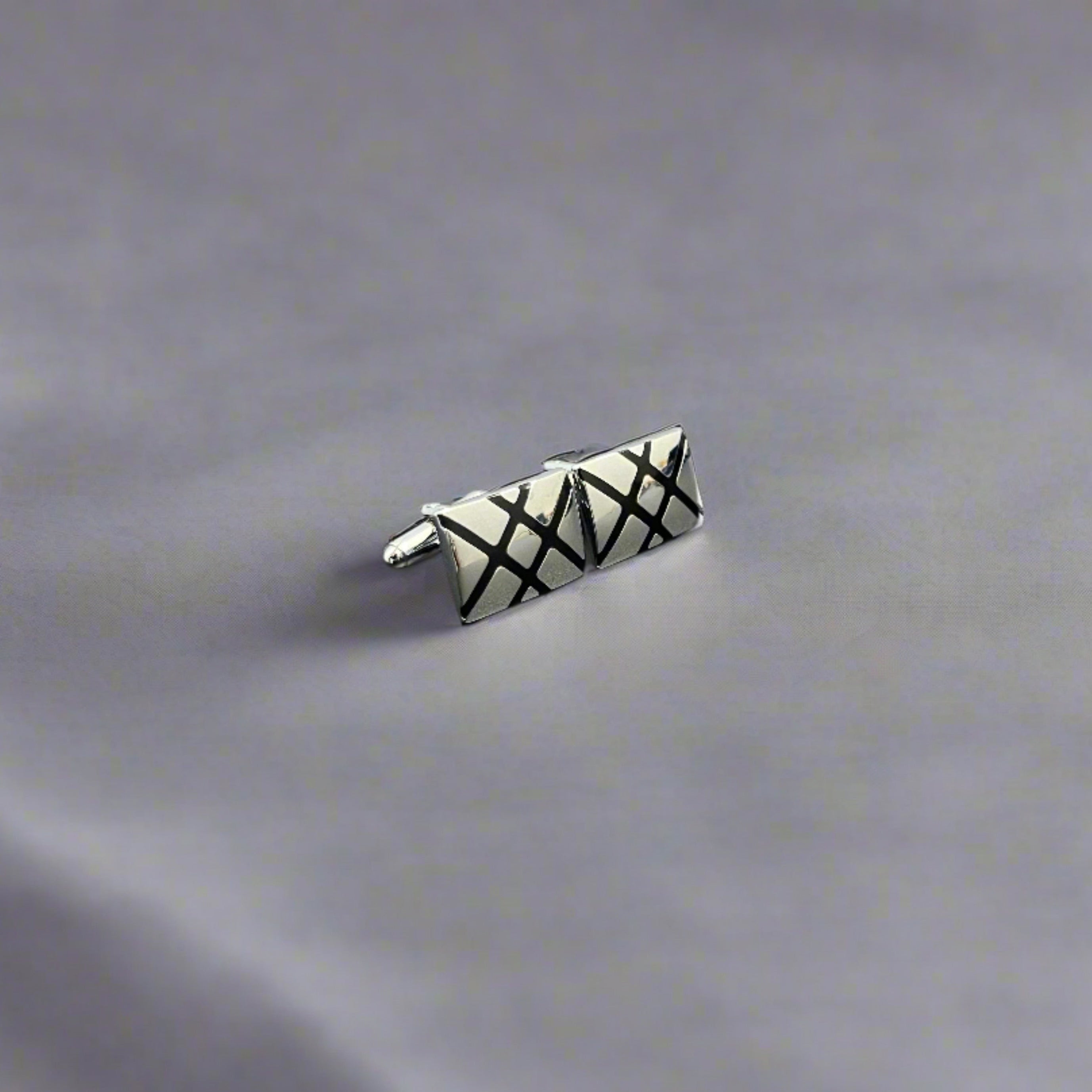 Black Cross Enamel Silver Cufflinks