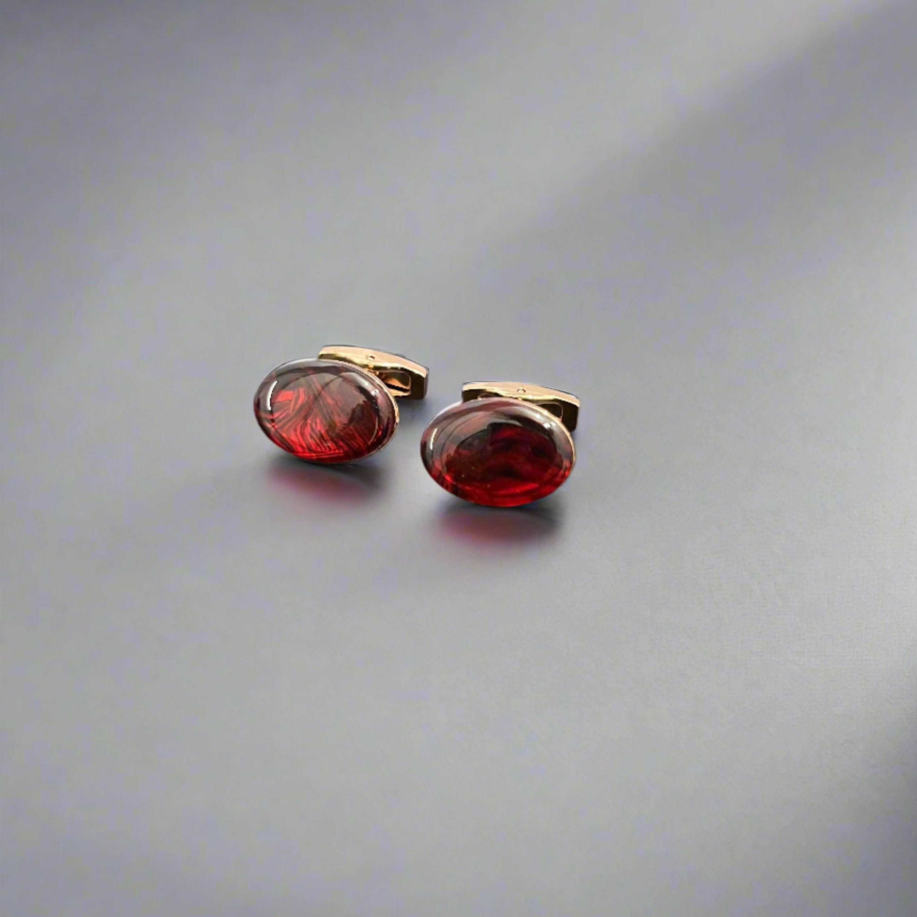 Sapphire Red Oval Cufflinks