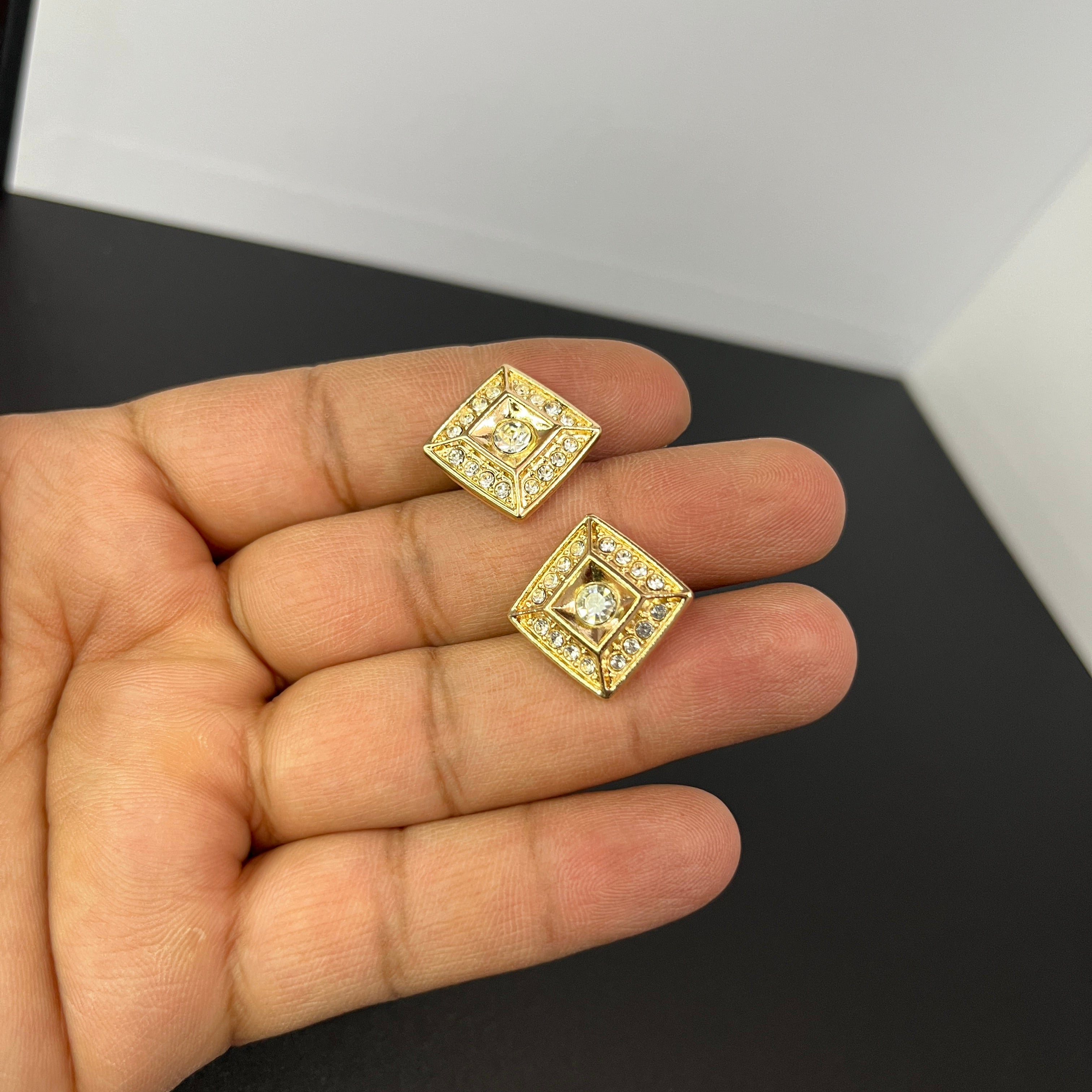 Golden Square Stone Cufflinks
