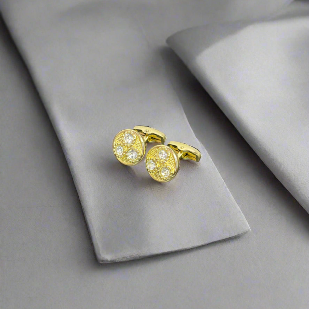 Trinity Zircon Studded Round Cufflinks