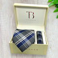 Grey And Blue Plaid Tie