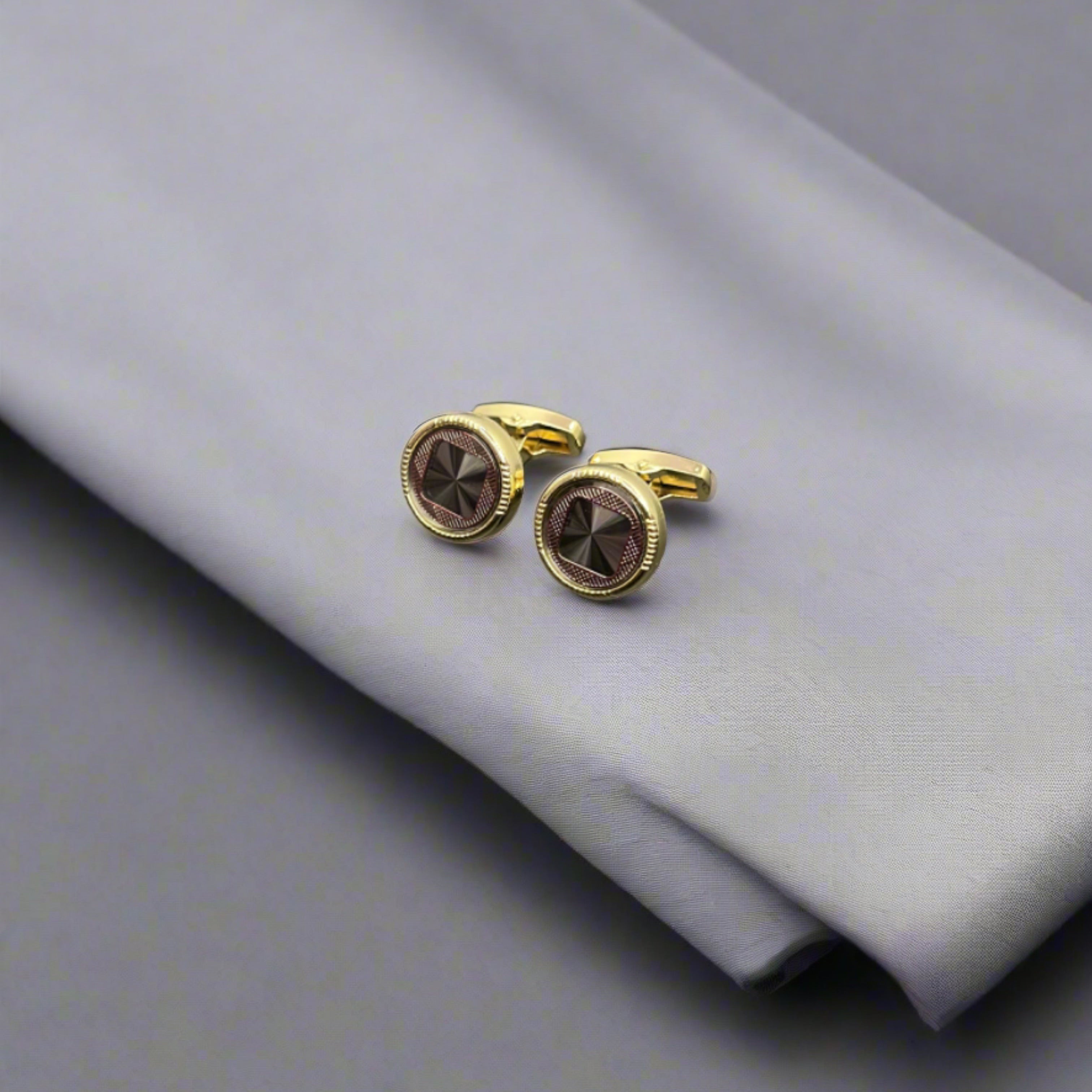 Prism Textured Gold Plated Cufflinks