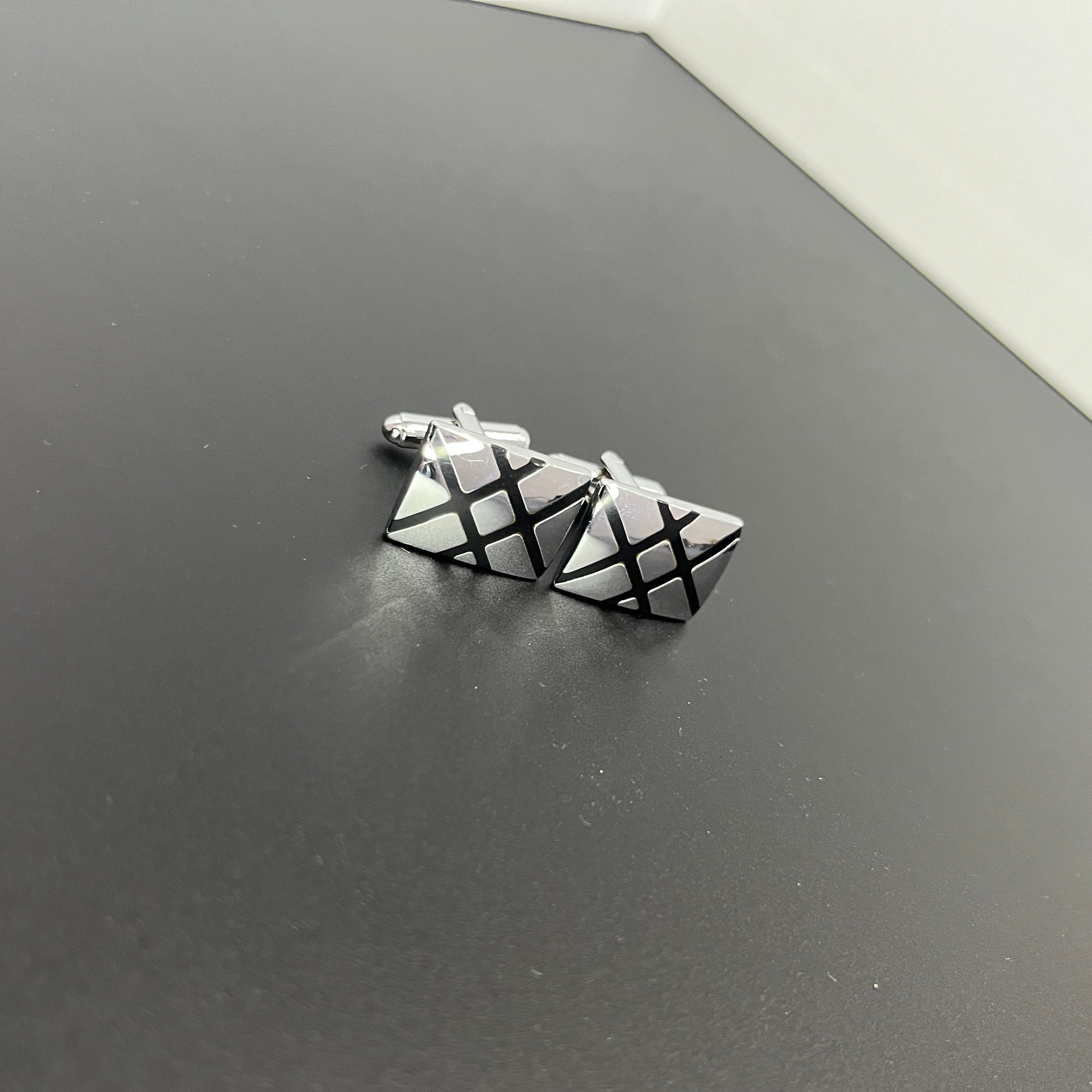 Black Cross Enamel Silver Cufflinks