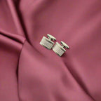 Silver Rectangular Embossed Dot Cufflinks