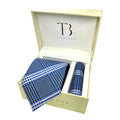 Blue Plaid Tie And Pocket Square Combo