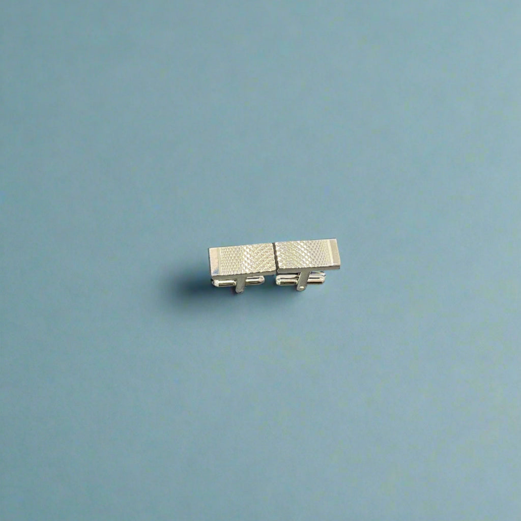 Silver Embossed Dot Rectangular Cufflinks