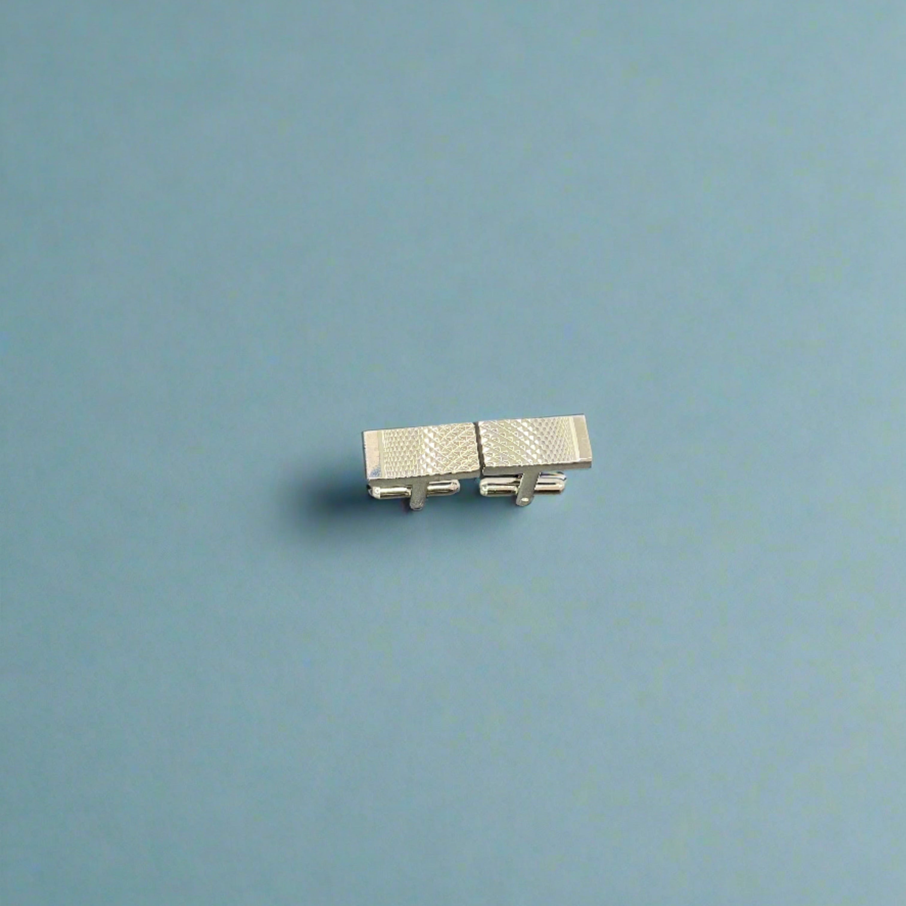 Silver Embossed Dot Rectangular Cufflinks