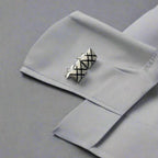 Black Cross Enamel Silver Cufflinks