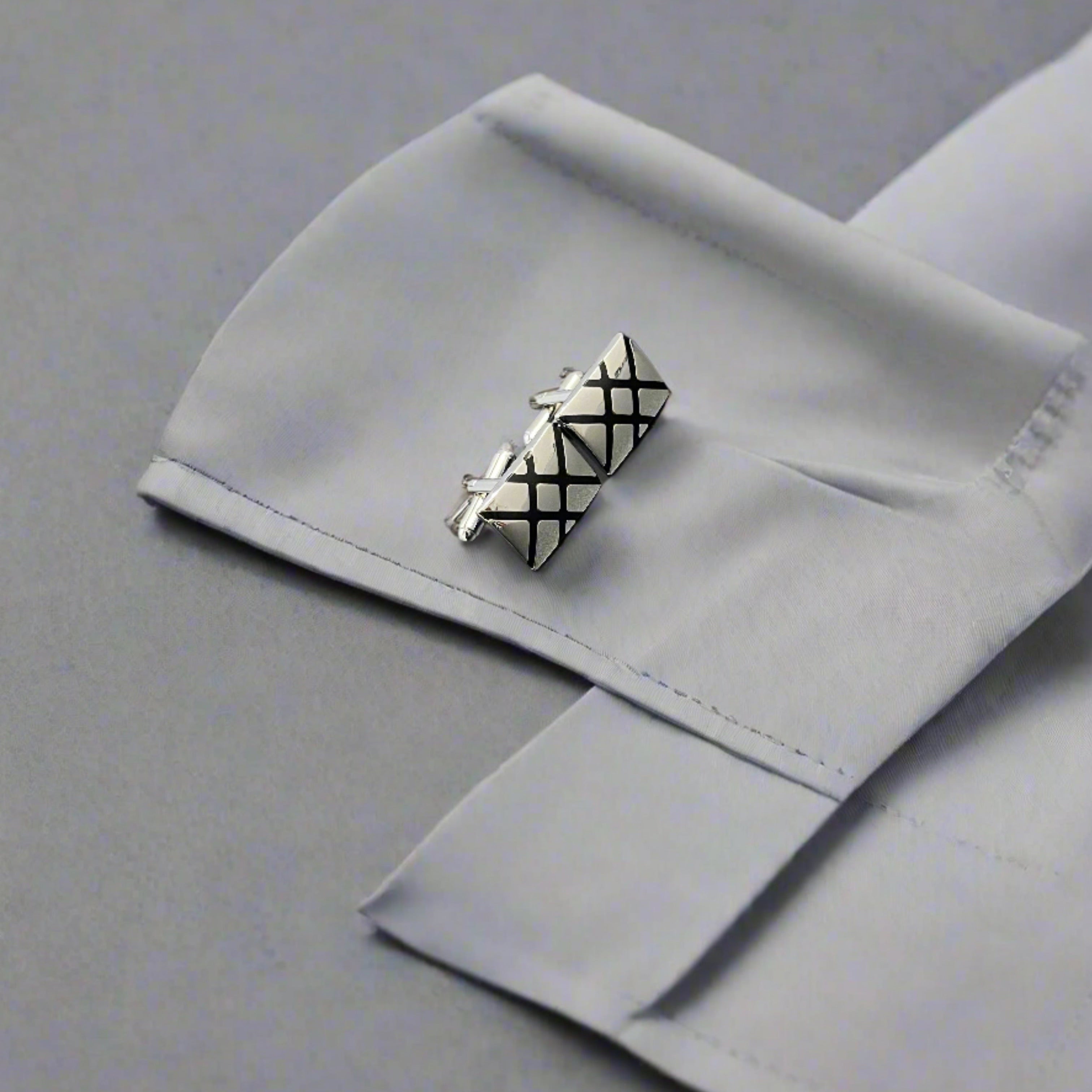 Black Cross Enamel Silver Cufflinks