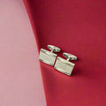 Silver Rectangular Embossed Dot Cufflinks