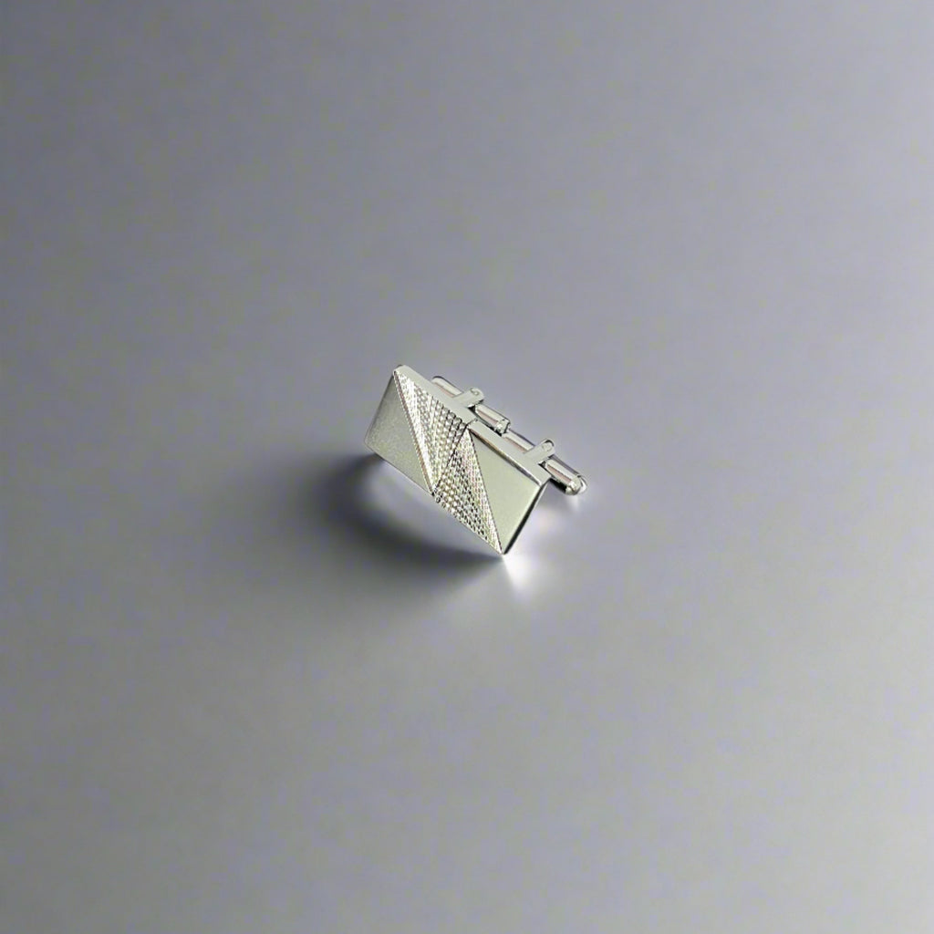 Silver Diagonal Cut Embossed Cufflinks