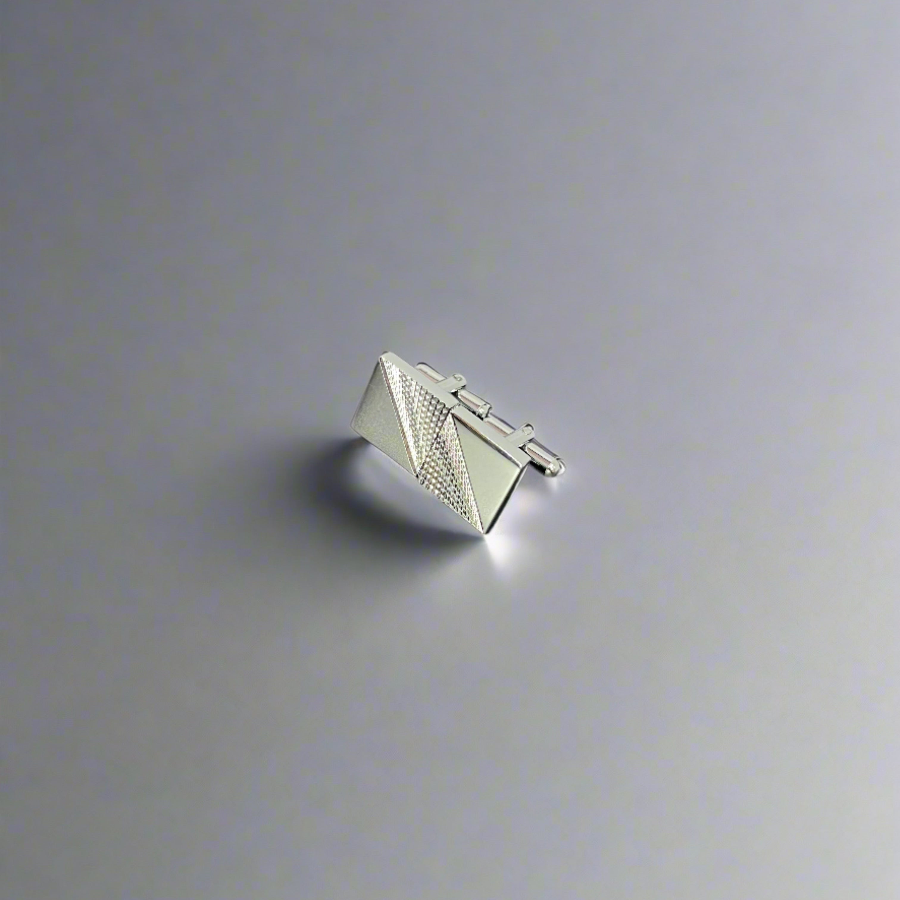 Silver Diagonal Cut Embossed Cufflinks